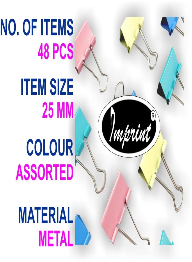 إمبرينت مشابك تثبيت ملونة من إمبرينت - مقاس 25 مم، عبوة من 48 قطعة. مشابك تثبيت للملاحظات والرسائل والأوراق، مشابك تثبيت للملفات في المكتب والمنزل والمدرسة - Image 2