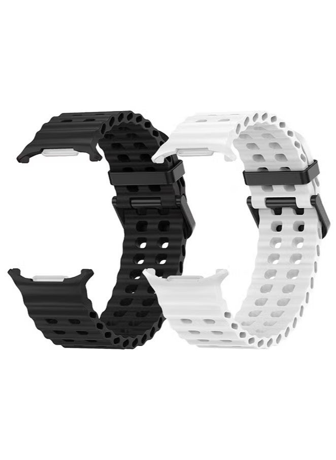 shAyzee Samsung Galaxy Watch 7 Ultra Replacement Watch Strap 2-Pack Silicone Band Soft Ocean Silicone Sport Strap For Samsung Galaxy Watch 7 Ultra - Image 2