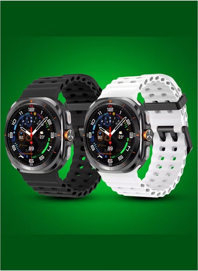 shAyzee Samsung Galaxy Watch 7 Ultra Replacement Watch Strap 2-Pack Silicone Band Soft Ocean Silicone Sport Strap For Samsung Galaxy Watch 7 Ultra - Image 3