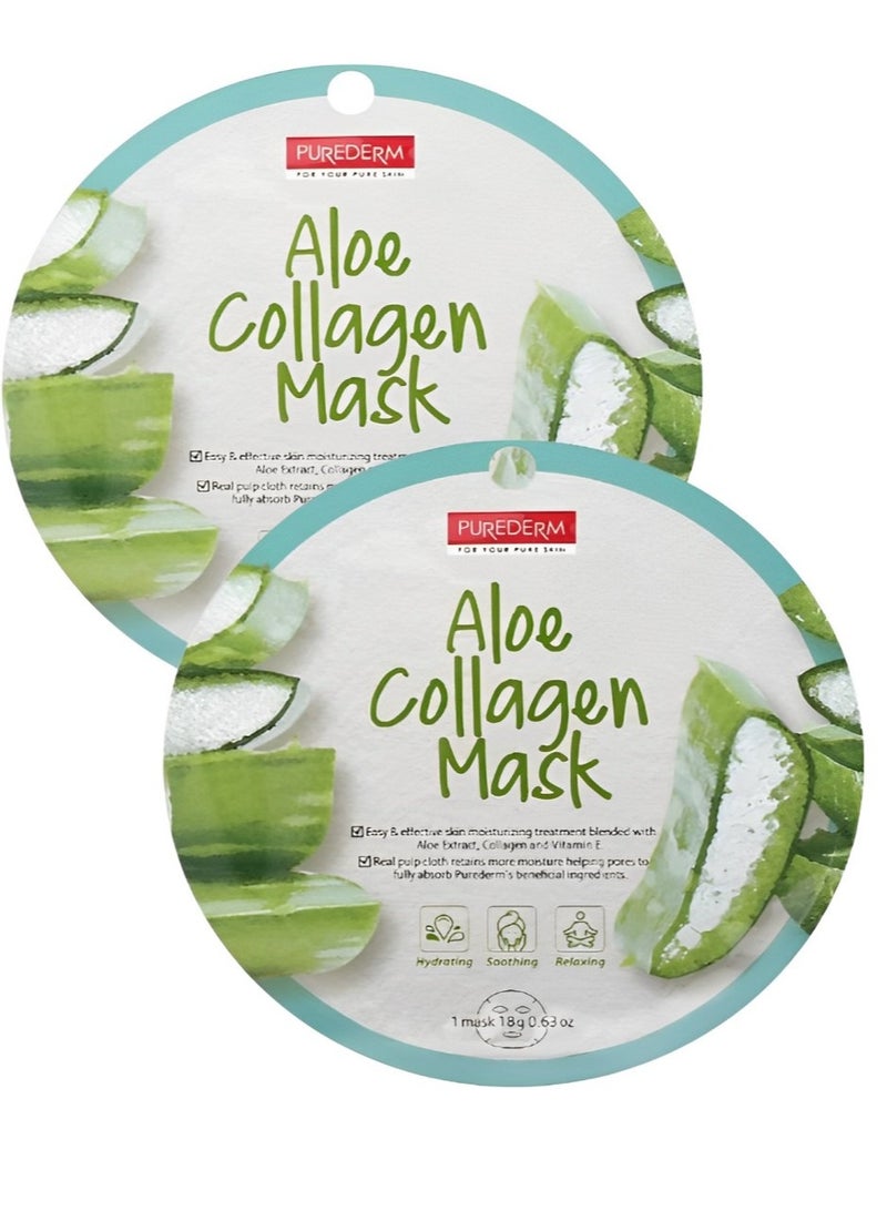 Purederm Aloe Collagen Mask 18gm Pack of 2 - Image 1