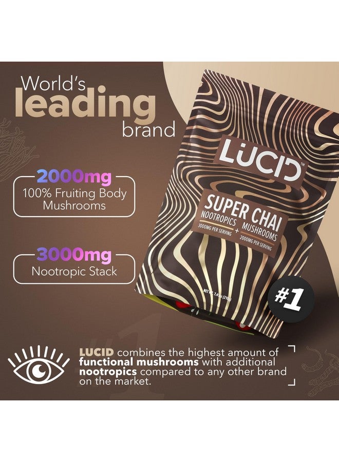 LUCID Lucid Superfood Organic Mushroom Chai with Nootropics - Lion's Mane, Tremella, Cordyceps & Turkey Tail - Instant Mushroom Chai Focus Brain Health - Alpha GPC, L-Theanine, Ginko Biloba - USA Made  - Image 2