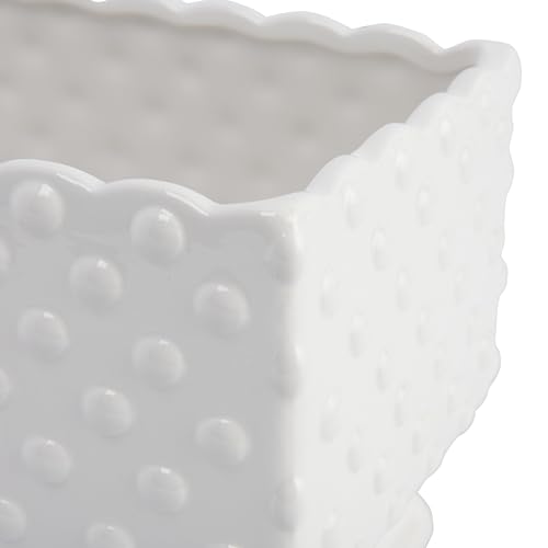 Creative Co-Op White Hobnail Rectangle Ceramic Planter - Image 4