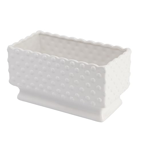 Creative Co-Op White Hobnail Rectangle Ceramic Planter - Image 5