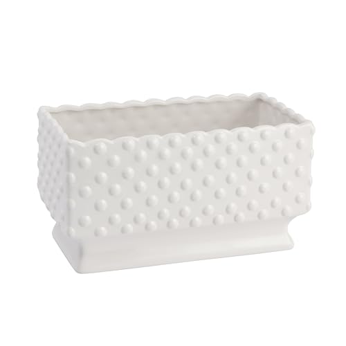 Creative Co-Op White Hobnail Rectangle Ceramic Planter - Image 1