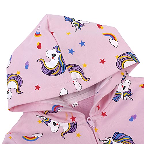 Popshion Girls Zip up Rainbow Unicorn Sweatshirt Kids fall Jacket Hooded Coats Hoodie Outerwear Toddler Back to School Outfits 4t - Image 4