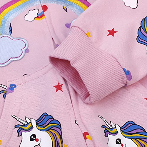 Popshion Girls Zip up Rainbow Unicorn Sweatshirt Kids fall Jacket Hooded Coats Hoodie Outerwear Toddler Back to School Outfits 4t - Image 5