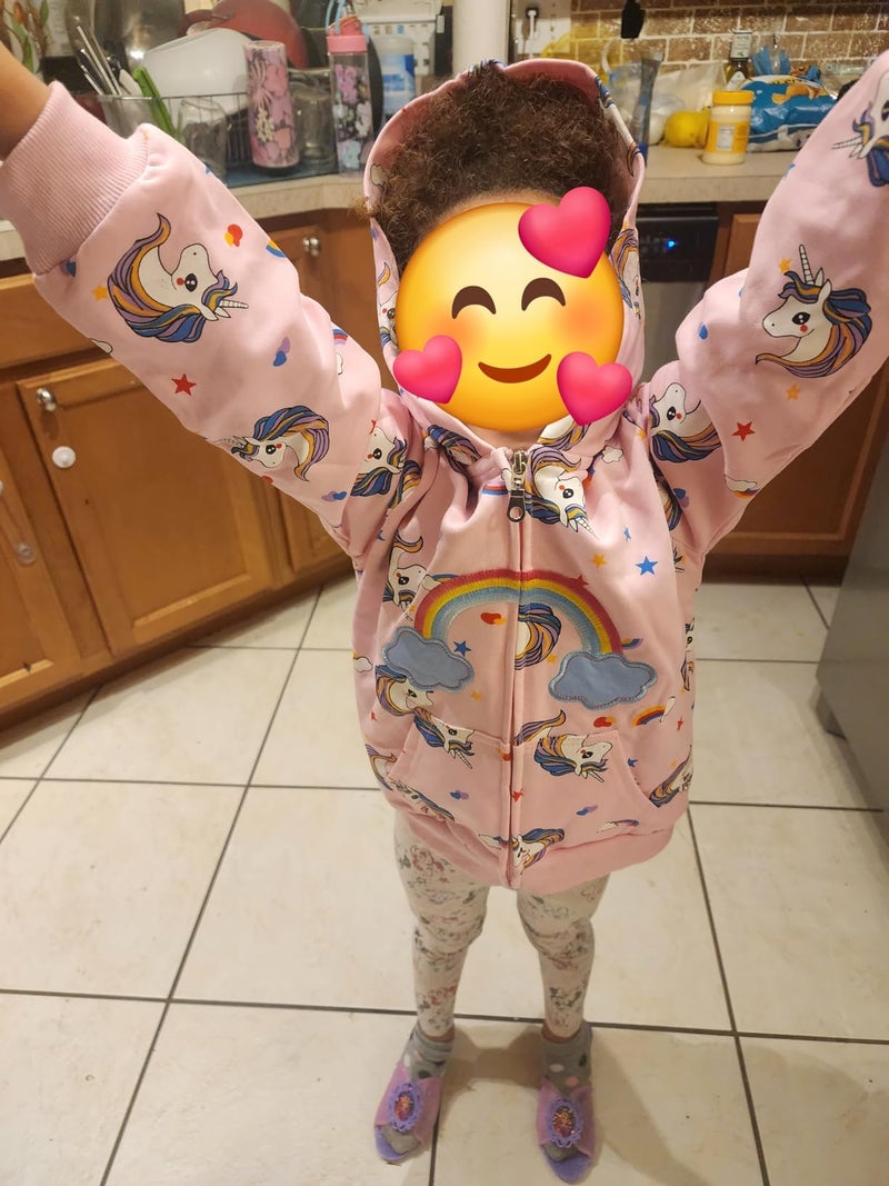 Popshion Girls Zip up Rainbow Unicorn Sweatshirt Kids fall Jacket Hooded Coats Hoodie Outerwear Toddler Back to School Outfits 4t - Image 3