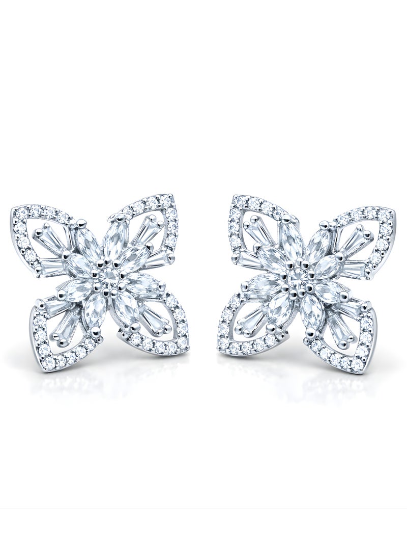 LMA Flower Stud Earrings Stainless Steel with Sparkling Zircon Stones – Hypoallergenic, Tarnish Resistant, Perfect for Daily Wear & Gifts - Image 1