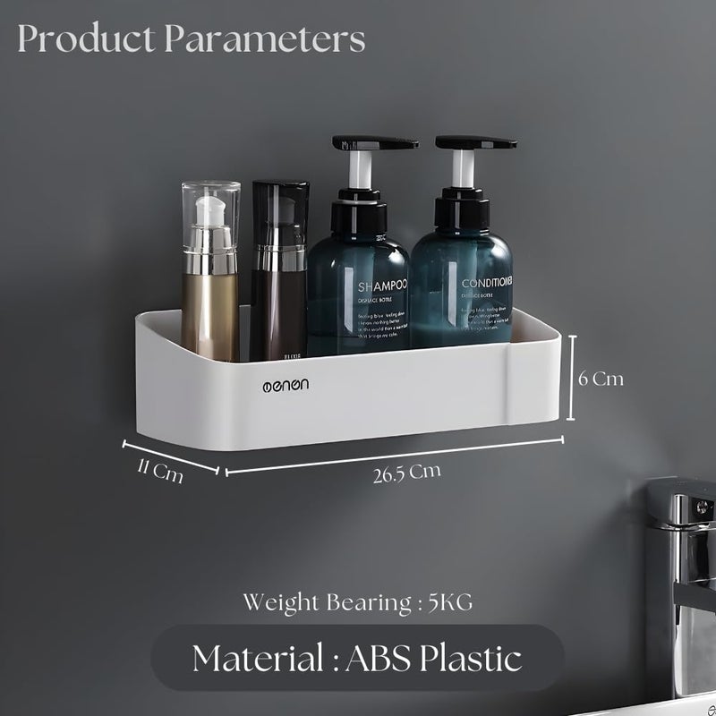 MorivaHomes Multipurpose SelfAdhesive ABS Bathroom Wall Mounted Storage Organizer Shelf HolderRackBathroom Accessories White Pack of 2 - Image 2