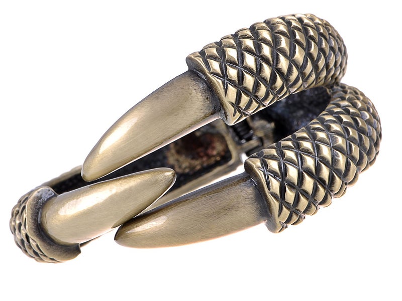 Alilang Womens Bronze Tone Jurassic Dinosaur Reptile Dragon Claw Talon Cuff Bangle Bracelet - Image 1
