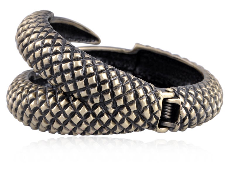 Alilang Womens Bronze Tone Jurassic Dinosaur Reptile Dragon Claw Talon Cuff Bangle Bracelet - Image 4