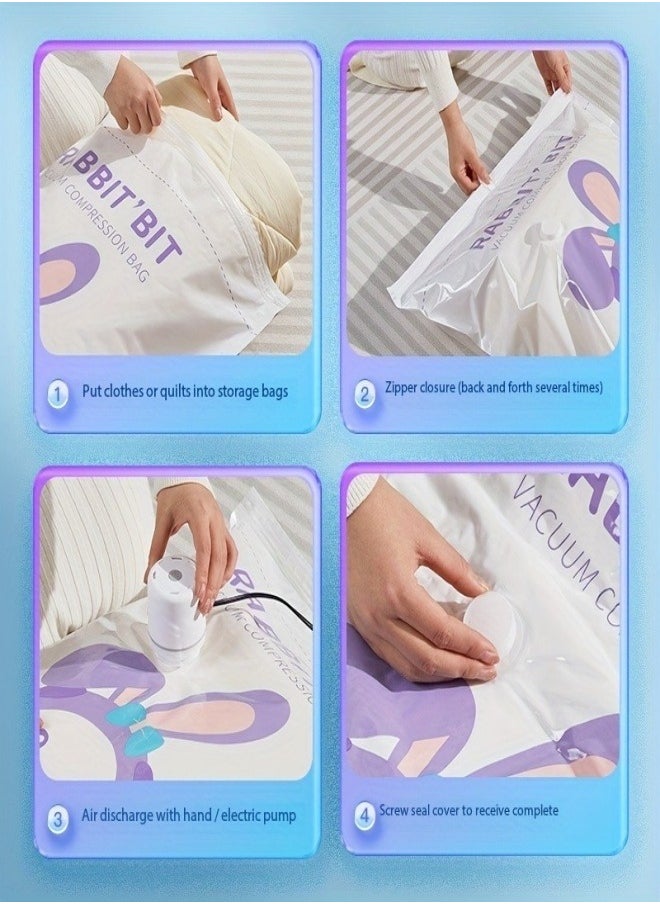 nubite - 10Pack Premium Vacuum Storage Bags with Electric Pump of Reusable Compression Bags, Double Zip Seal Special-Grip Clip,Travel Vacuum Sealer Bags, Rapid Vacuum for Clothes, Mattress, Blanket, Pillows Compression and Travelling(2Jumbo,2Large,3Medium,3Small) - Image 1