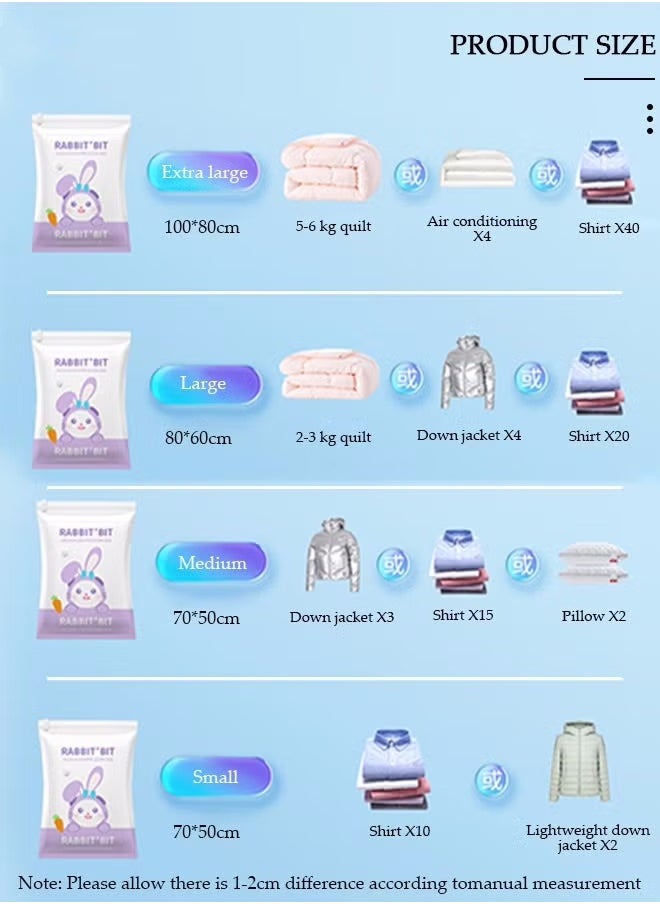 nubite - 10Pack Premium Vacuum Storage Bags with Electric Pump of Reusable Compression Bags, Double Zip Seal Special-Grip Clip,Travel Vacuum Sealer Bags, Rapid Vacuum for Clothes, Mattress, Blanket, Pillows Compression and Travelling(2Jumbo,2Large,3Medium,3Small) - Image 1