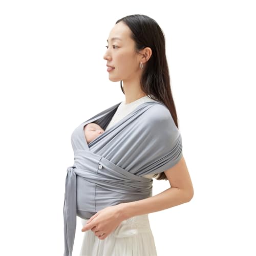 Konny Baby Carrier Flex SoftBreeze with Head Support Adjustable Easy to Wear Baby Wrap Sling Perfect for Newborn Babies Essentials up to 44 lbs M4XL Blue Grey - Image 1