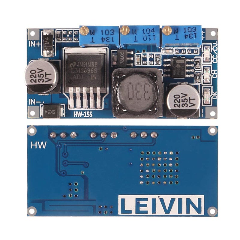 DORHEA 5Pcs LM2596S Driver DC-DC Constant Current Module, LM2596 DC-DC 7V-35V Step-Down CC/CV Power Supply Module Battery Charger Adjustable LM2596S Voltage Converter Current Charging Board - Image 4