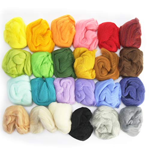 Woolbuddy Felting Wool Kit - 24 Vibrant Merino Wool Colors for Needle Felting, Wet Felting, and Crafts - Image 2