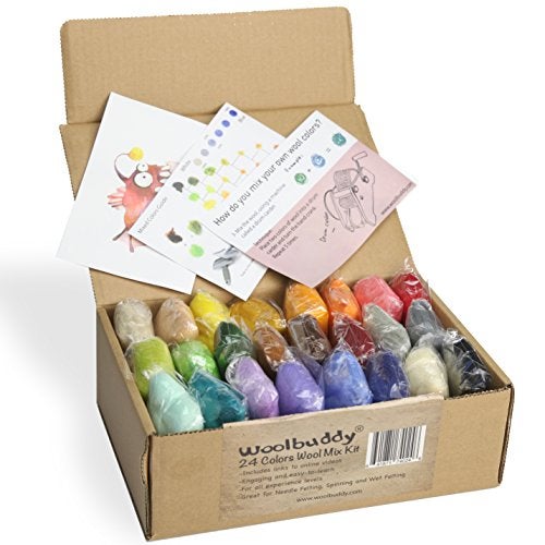 Woolbuddy Felting Wool Kit - 24 Vibrant Merino Wool Colors for Needle Felting, Wet Felting, and Crafts - Image 3
