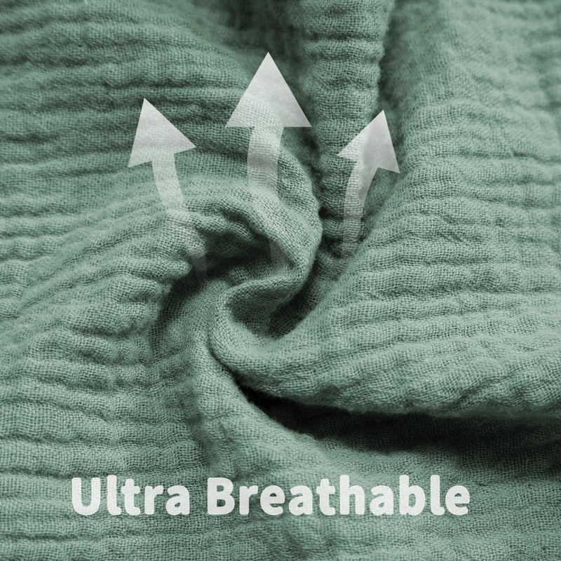 GUNTAIL Muslin Crib Sheets for Boys Girls 100% Cotton Fitted Baby Crib Sheet 2 Pack Soft and Breathable for Standard Crib Mattress & Toddler Mattress 52x28in (Gray & Green) - Image 5