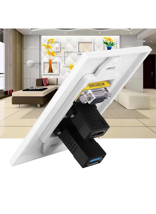 3-PORT VGA HDMI USB3.0 Socket Wall Mount Panel Adapter Wall Socket