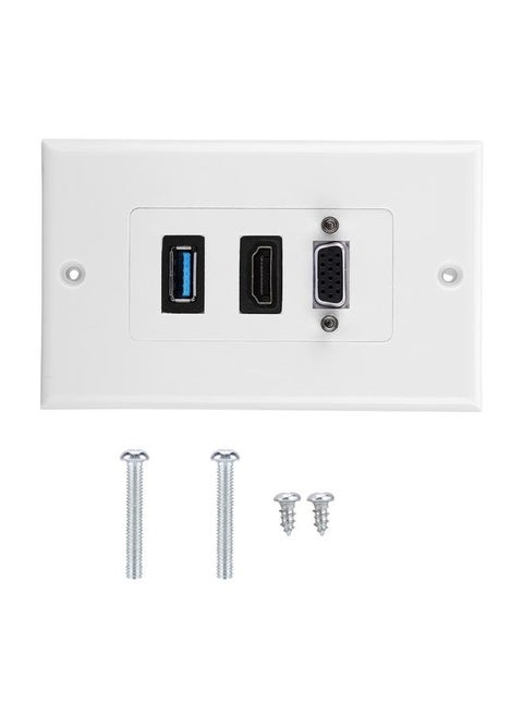 3-PORT VGA HDMI USB3.0 Socket Wall Mount Panel Adapter Wall Socket