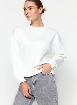 Ecru Thick Inside Fleece Regular/Normal Pattern Crew Neck Basic Knitted Sweatshirt TWOAW24SW00101 - pzsku/ZC683FEBC26B5B37E44CEZ/45/_/1730939998/9f3d7ff2-78f1-4be0-a24e-3b0d44737417