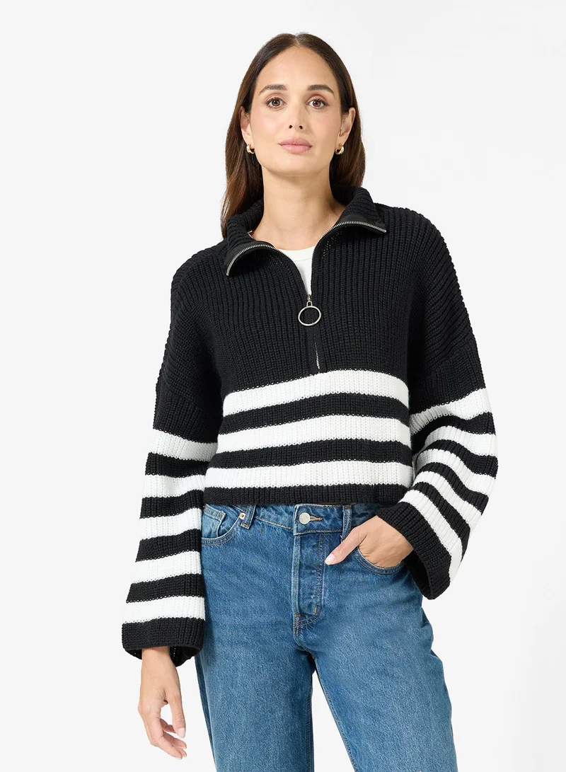 ELLA Striped Polo Sweater