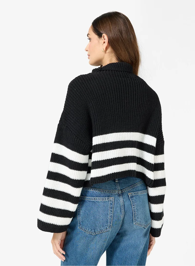 ELLA Striped Polo Sweater
