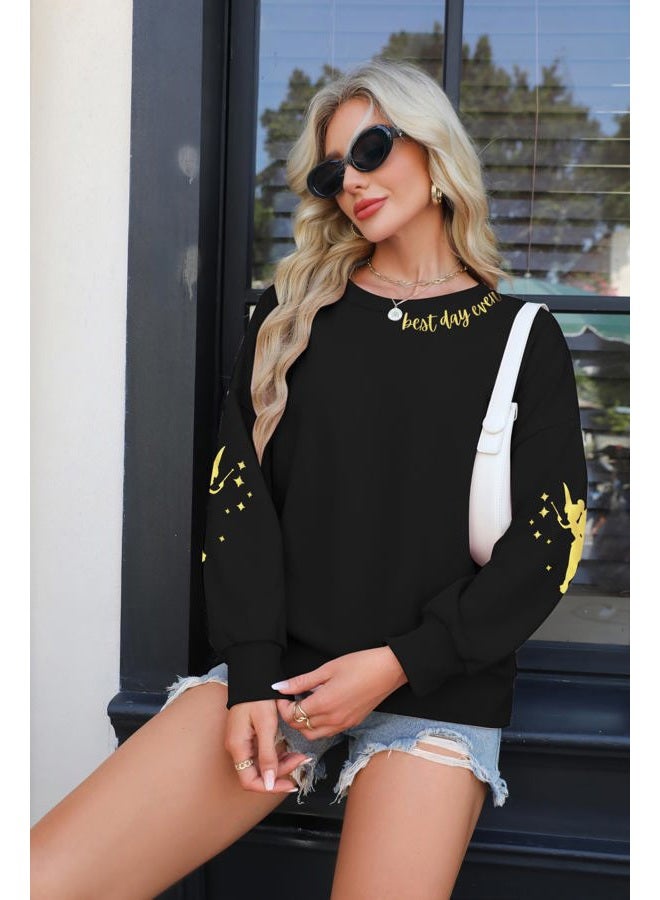 MYHALF Magical Shirt for Women Magic Kingdom Sweatshirt Best Day Every Shirts Crewneck Family Vacation Pullover Tops Black - Image 3