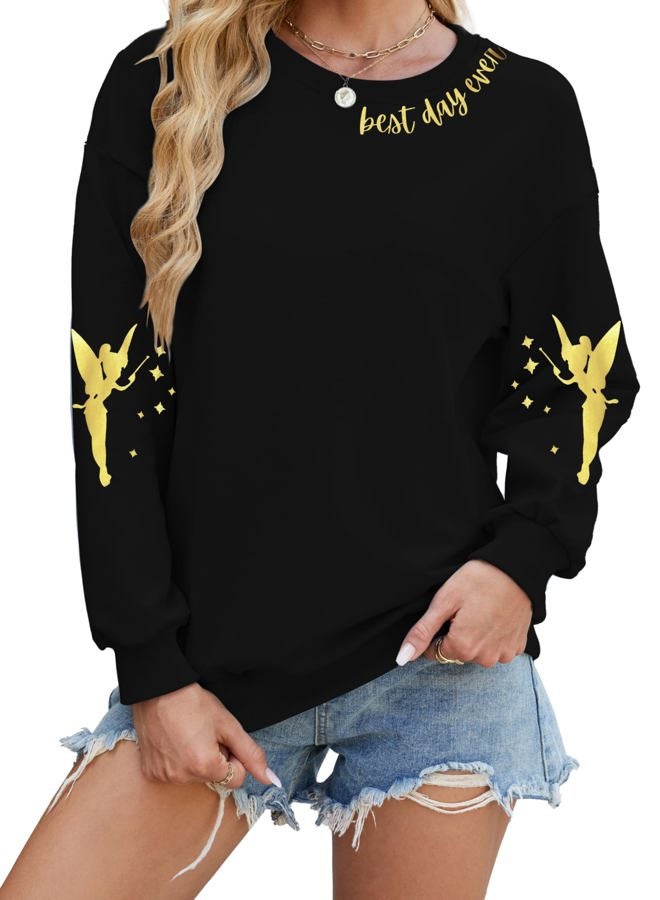 MYHALF Magical Shirt for Women Magic Kingdom Sweatshirt Best Day Every Shirts Crewneck Family Vacation Pullover Tops Black - Image 1