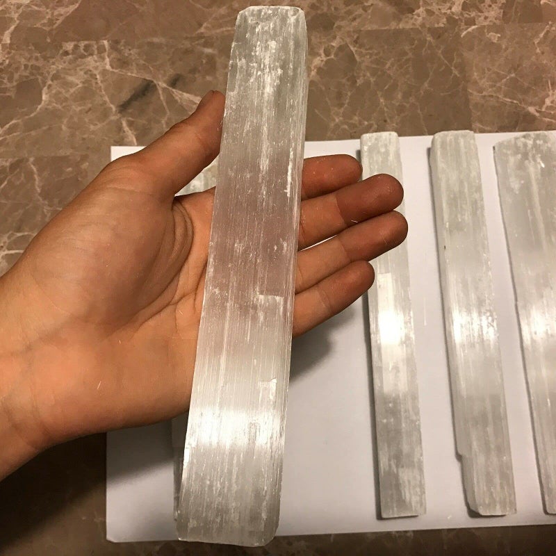 Pachamama Essentials Selenite Wand Stick 685 Inches Long 1 to 2 inches Wide Rough Stick Healing Stone