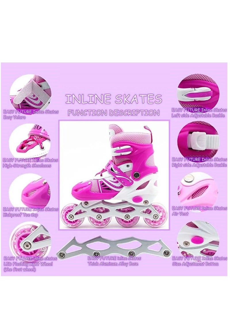 سبورت - حذاء باتيناج قابل للتعديل عجل صف واحد فلاش LED، بمبي/أبيض - Size Meduim 35-38 - Image 1