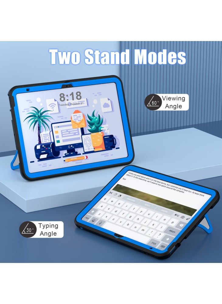 غطاء حماية قوي على شكل جلد الفهد لجهاز iPad (2025)/10.9 (2022) مع حامل - أسود + أزرق - Image 3