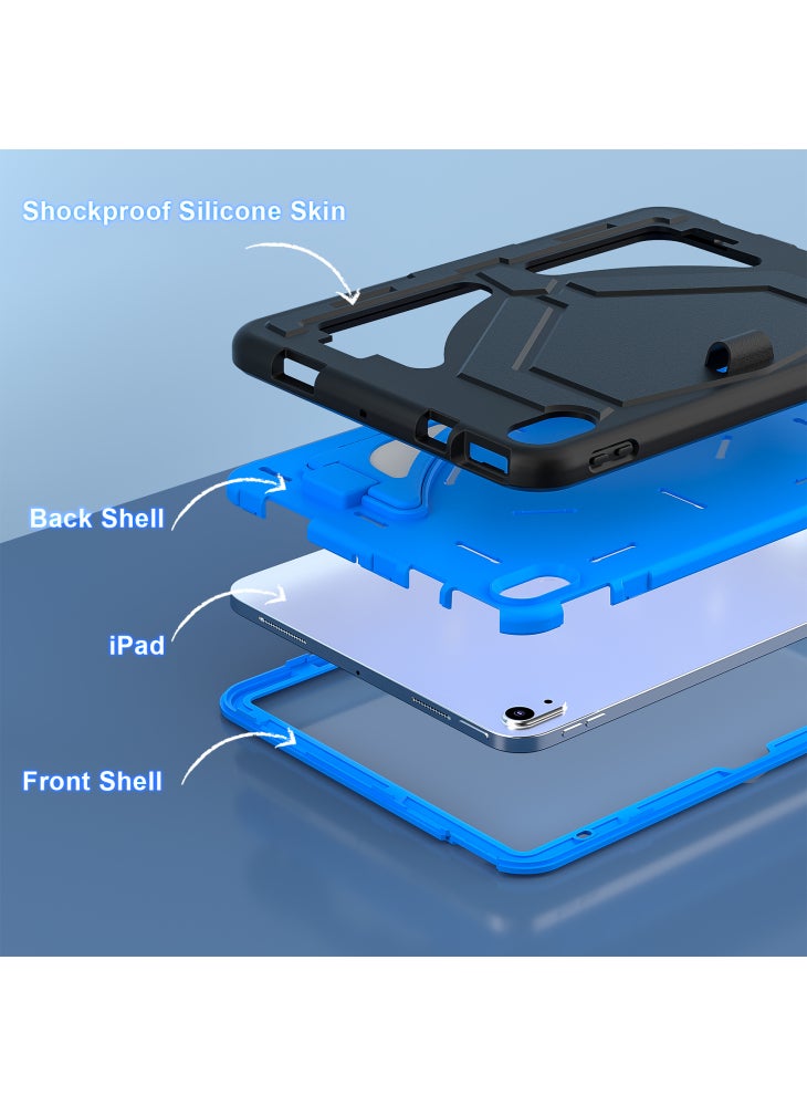 غطاء حماية قوي على شكل جلد الفهد لجهاز iPad (2025)/10.9 (2022) مع حامل - أسود + أزرق - Image 4