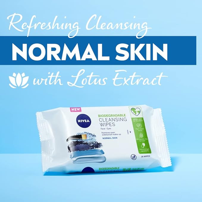 NIVEA 3in1 Refreshing Cleansing Wipes Normal Skin and Combination Skin 40 Wipes PlantBased Makeup Remover Face Wipes Gentle Yet Effective Makeup Removal - Image 3