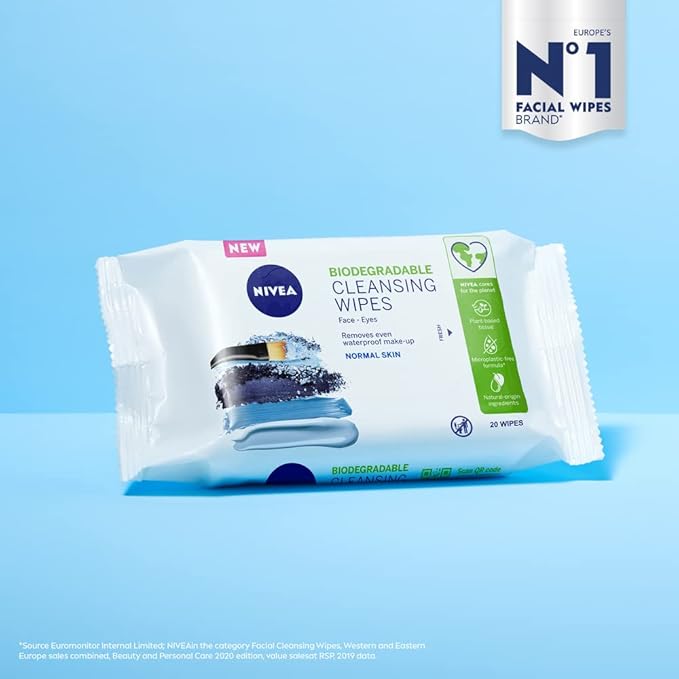 NIVEA 3in1 Refreshing Cleansing Wipes Normal Skin and Combination Skin 40 Wipes PlantBased Makeup Remover Face Wipes Gentle Yet Effective Makeup Removal - Image 4
