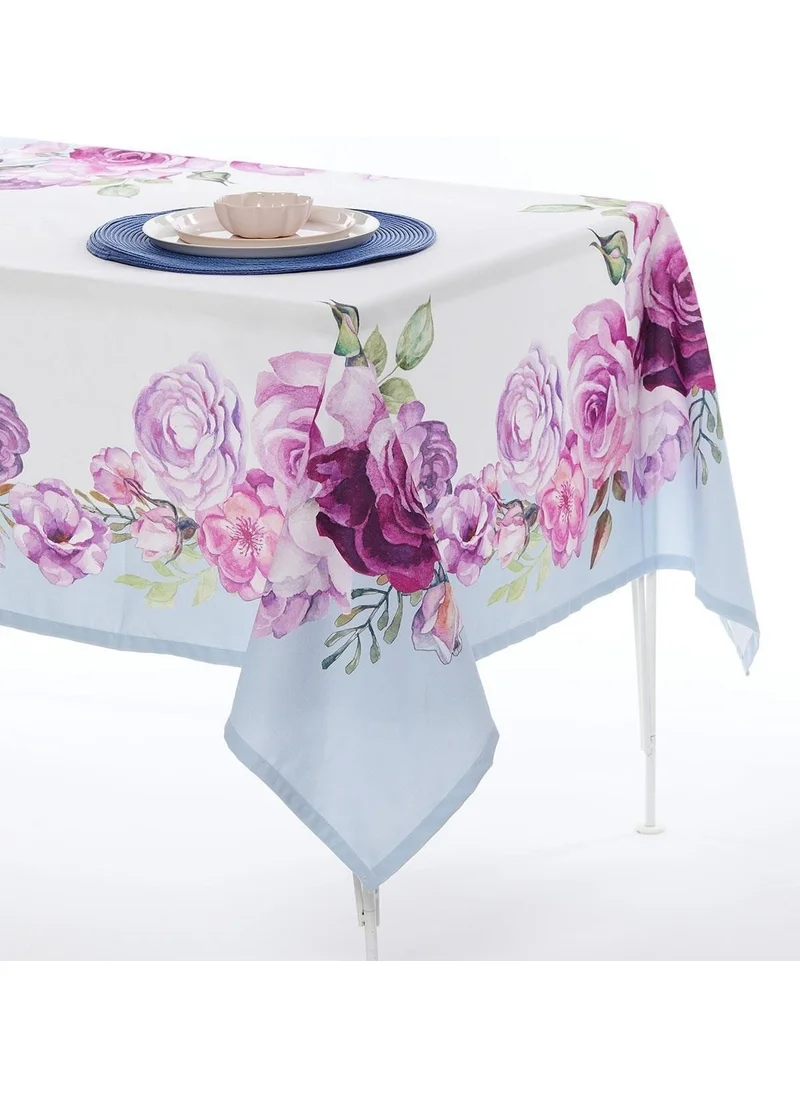 Ays Home Flower Pattern 145X145 Stain Resistant Woven Fabric Tablecloth