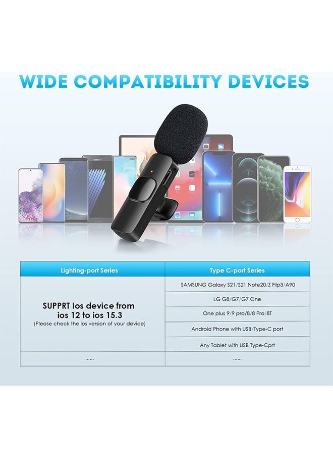 MIC - K8 Wireless Lavalier Microphone Type-C Plug Play, Clip on, Shirt Lapel Mini Mic for TikTok, YouTube,Facebook Live Stream Vlog Video Recording - Black - Image 1