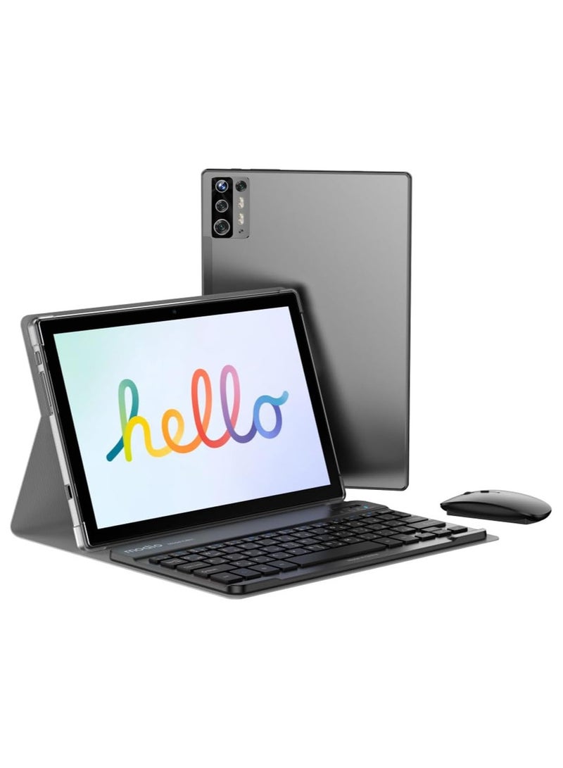 REBENUO M32 Tablet Modern 10.1 Inch 5G Android Tablet with Wireless Keyboard and Wireless Mouse 8GB RAM 512GB ROM Dual SIM Dual Camera 6000mAh Battery (Silver) - Image 2