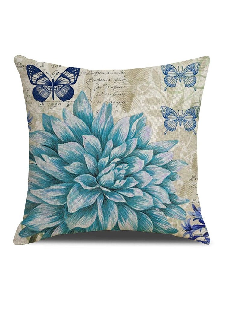 Decorative Throw Pillow Covers 18x18 inches Set of 4 Birds Butterfly and Plant Cushion Covers 45cm x 45cm Boho Linen Square Throw Pillow Cases for Living Room Sofa Couch Bed Pillowcases - Image 2