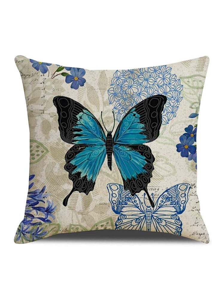 Decorative Throw Pillow Covers 18x18 inches Set of 4 Birds Butterfly and Plant Cushion Covers 45cm x 45cm Boho Linen Square Throw Pillow Cases for Living Room Sofa Couch Bed Pillowcases - Image 3