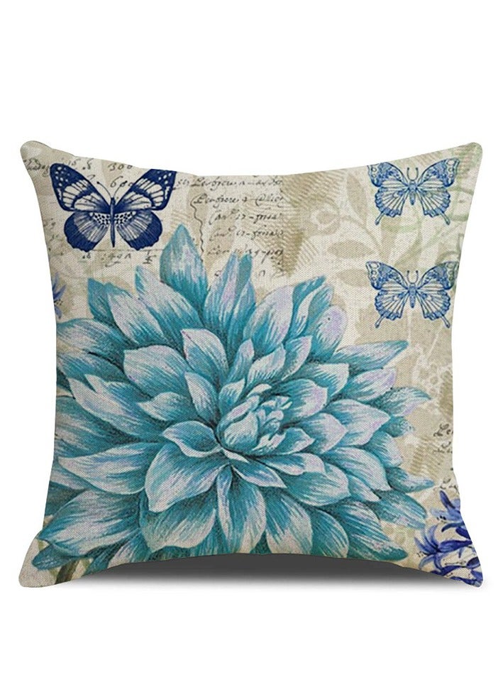Decorative Throw Pillow Covers 18x18 inches Set of 4 Birds Butterfly and Plant Cushion Covers 45cm x 45cm Boho Linen Square Throw Pillow Cases for Living Room Sofa Couch Bed Pillowcases - Image 4