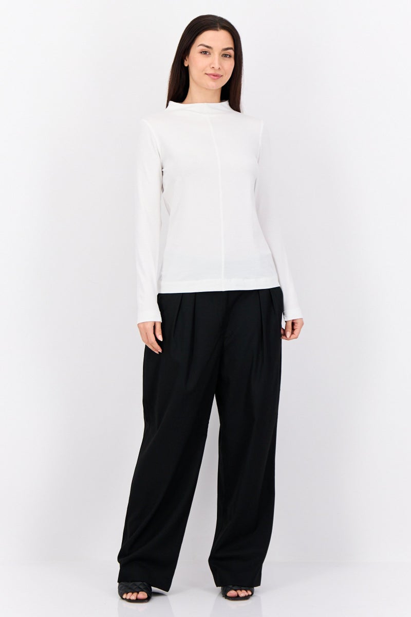 ESPRIT Women Boat Neck Long Sleeve Solid T-Shirt, White - Image 2