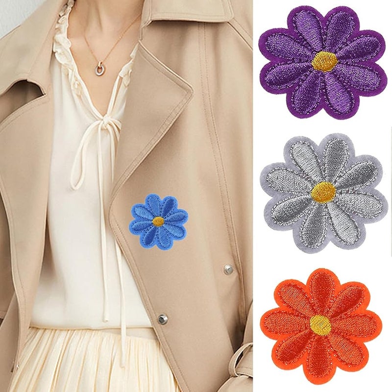 28 قطعة من رقع الزهور الحديدية للتطريز لتزيين الملابس والسترات والحقائب والقبعات - Image 2