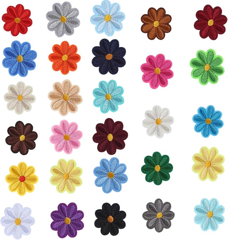 28 قطعة من رقع الزهور الحديدية للتطريز لتزيين الملابس والسترات والحقائب والقبعات - Image 1