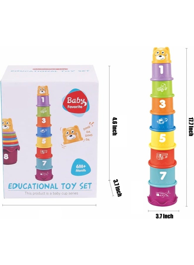TOY GARDEN 9-Piece Rainbow Stacking Cups Toy Set for Babies and Toddlers, Educational Developmental Learning Toy, Colorful Stacking Game Blocks for Early Skills, Cognitive and Motor Development, Fun Indoor Baby Toy for Boys and Girls - Image 5