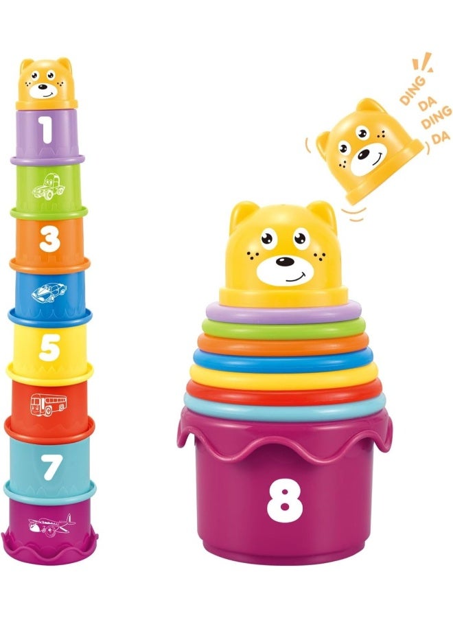 TOY GARDEN 9-Piece Rainbow Stacking Cups Toy Set for Babies and Toddlers, Educational Developmental Learning Toy, Colorful Stacking Game Blocks for Early Skills, Cognitive and Motor Development, Fun Indoor Baby Toy for Boys and Girls - Image 1