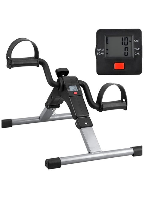 Folding Pedal Exerciser - Mini Under Desk Bike - Portable Foot Hand Cycle Peddler Machine Bicycle Exerciser for Arm Leg While Sitting