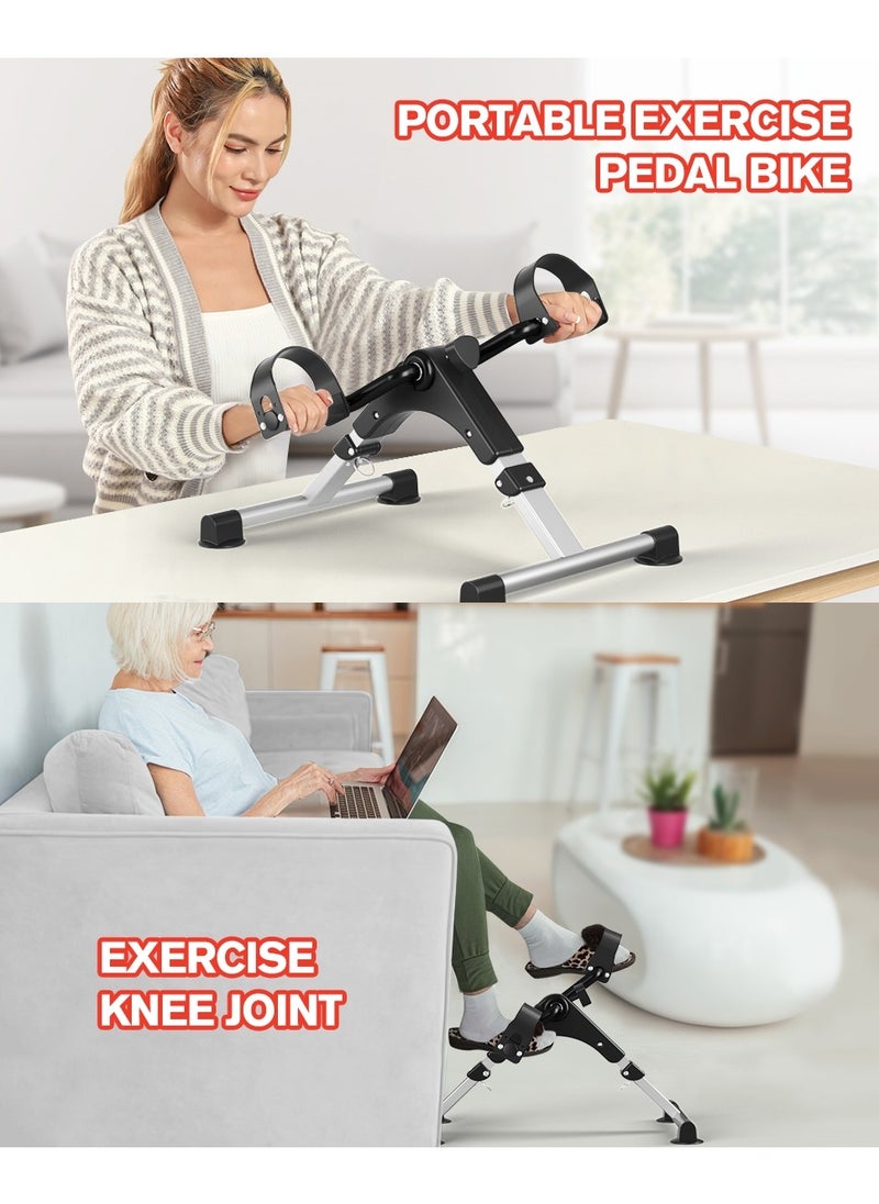 Ru syanl Folding Pedal Exerciser - Mini Under Desk Bike - Portable Foot Hand Cycle Peddler Machine Bicycle Exerciser for Arm Leg While Sitting  - Image 2