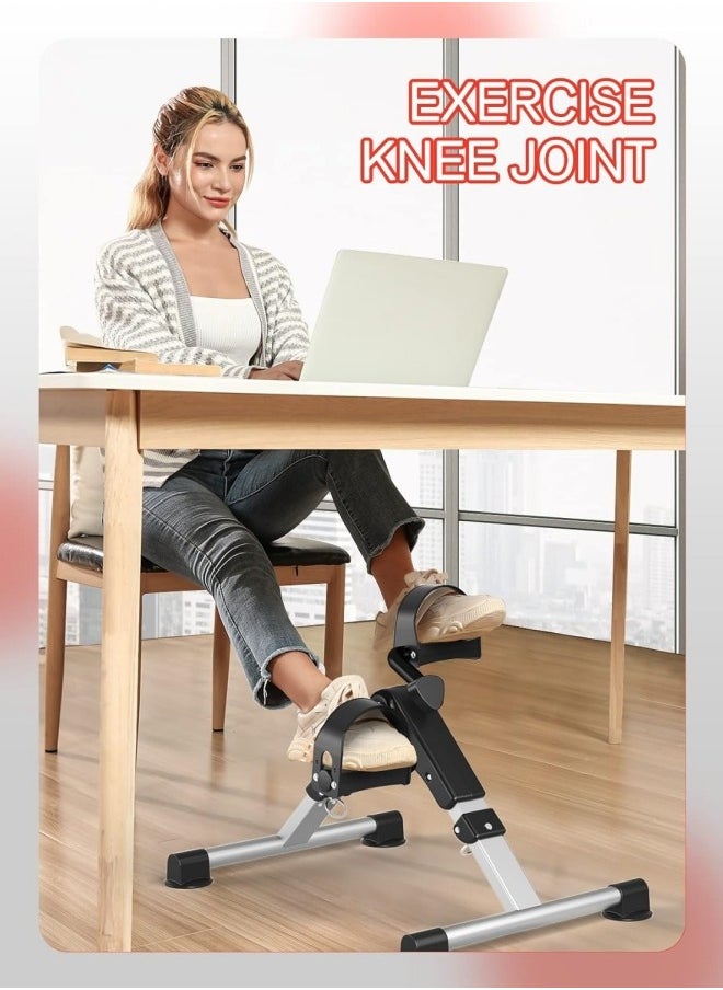 Folding Pedal Exerciser - Mini Under Desk Bike - Portable Foot Hand Cycle Peddler Machine Bicycle Exerciser for Arm Leg While Sitting