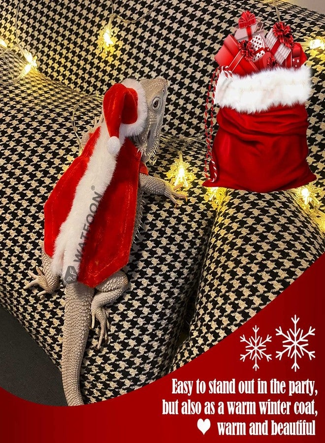 WATFOON 10 Pack Christmas Bearded Dragon Santa Hat Xmas Cloak Scarf with Antlers Adjustable Strap Set Xmas Costume Accessories for Reptile Small Animals Xmas Clothing Cosplay Party (Outfit+Leash) - Image 4